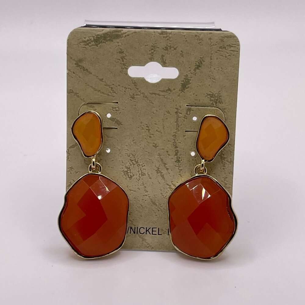 Coral and Orange Drop Earrings